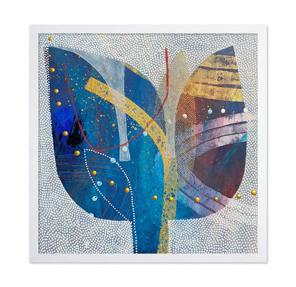 Blue Gold Abstract Leaf
