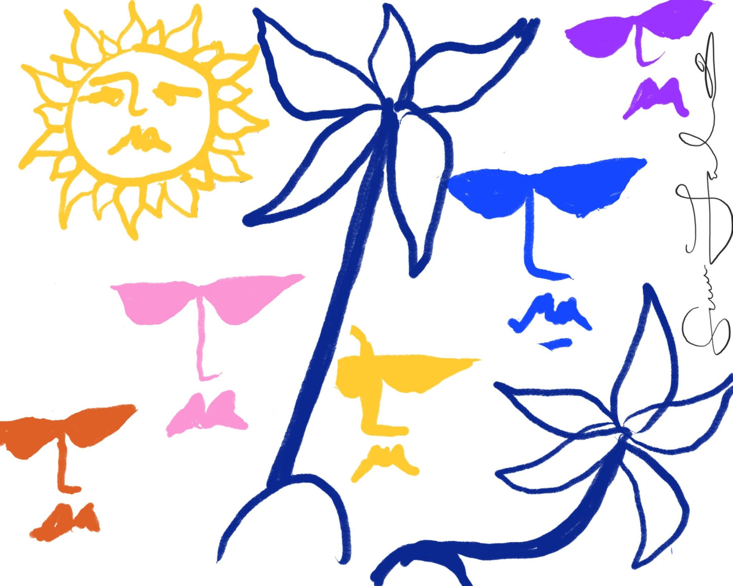Playful Line Art Faces