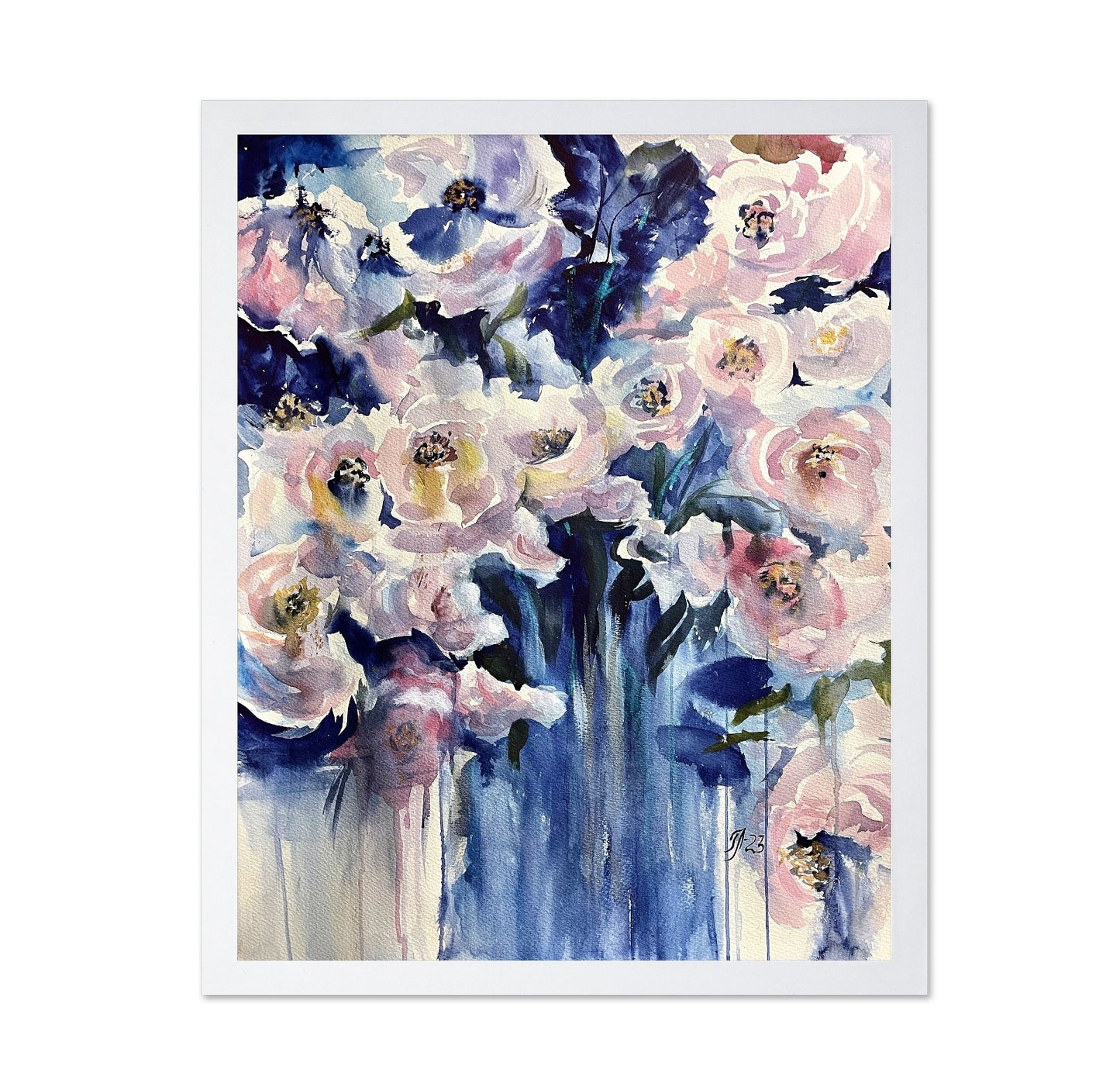 Blue Vase Roses