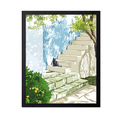 Sunlit Stair Cat