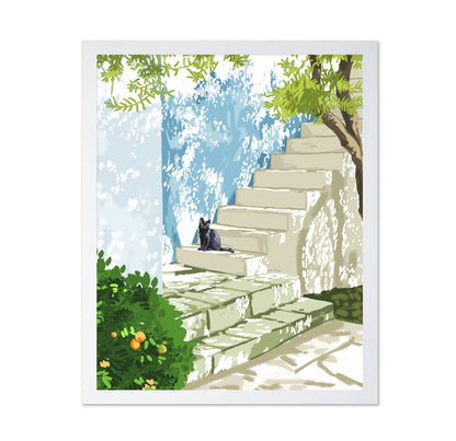 Sunlit Stair Cat
