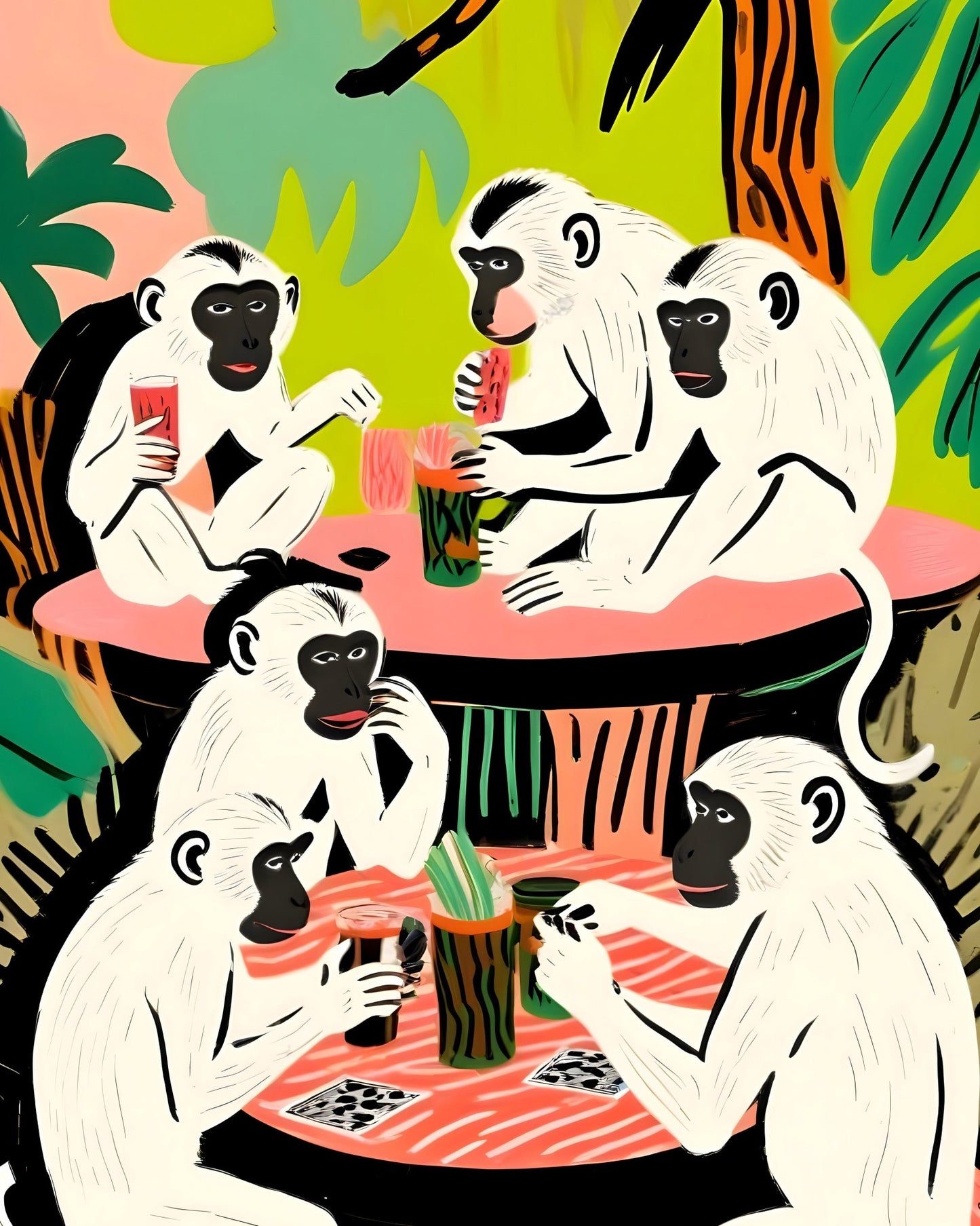 Monkeys Playing Cards