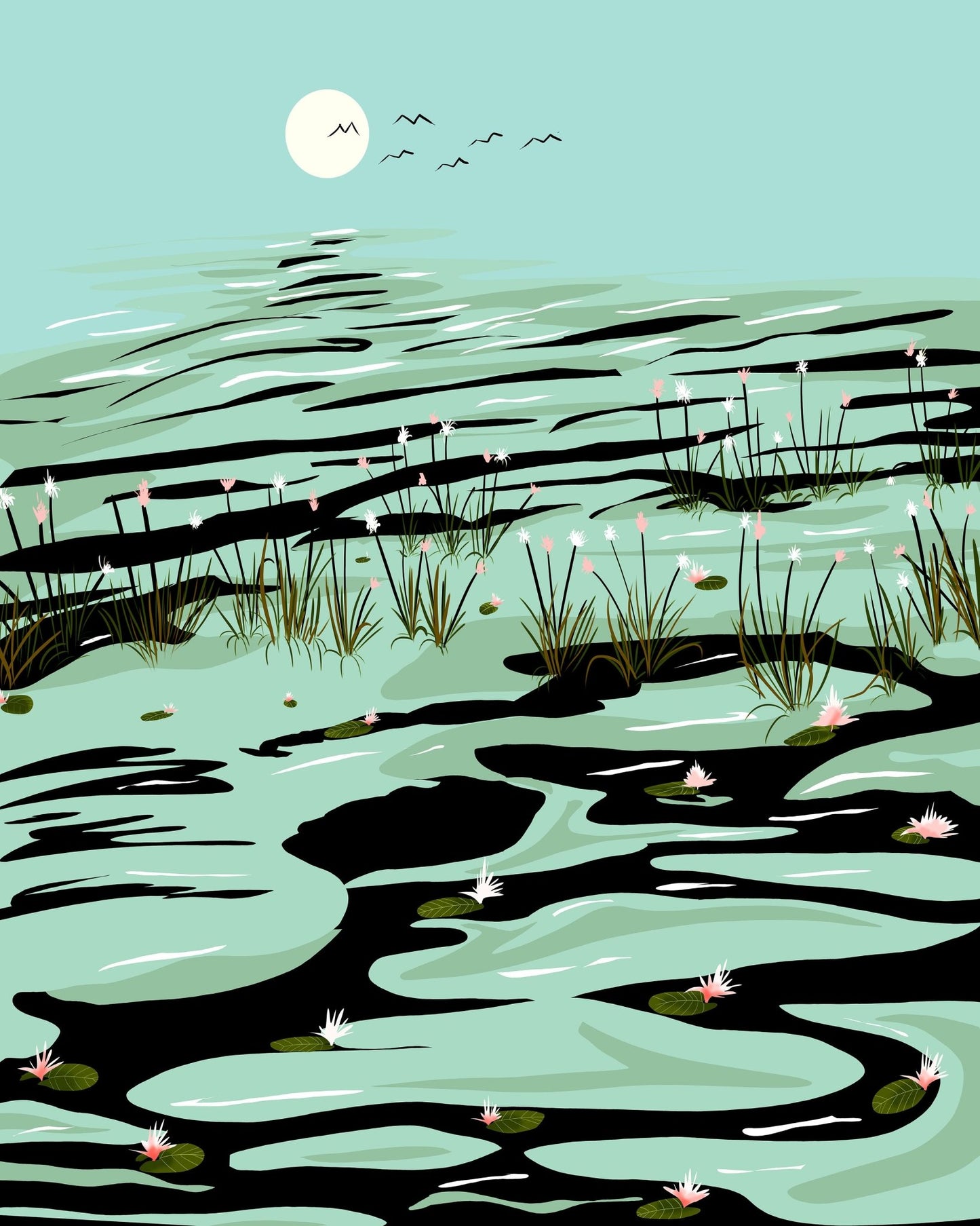 Moonlit Marsh Waters