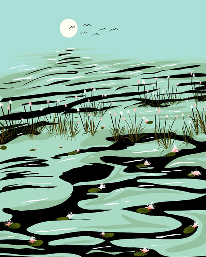 Moonlit Marsh Waters