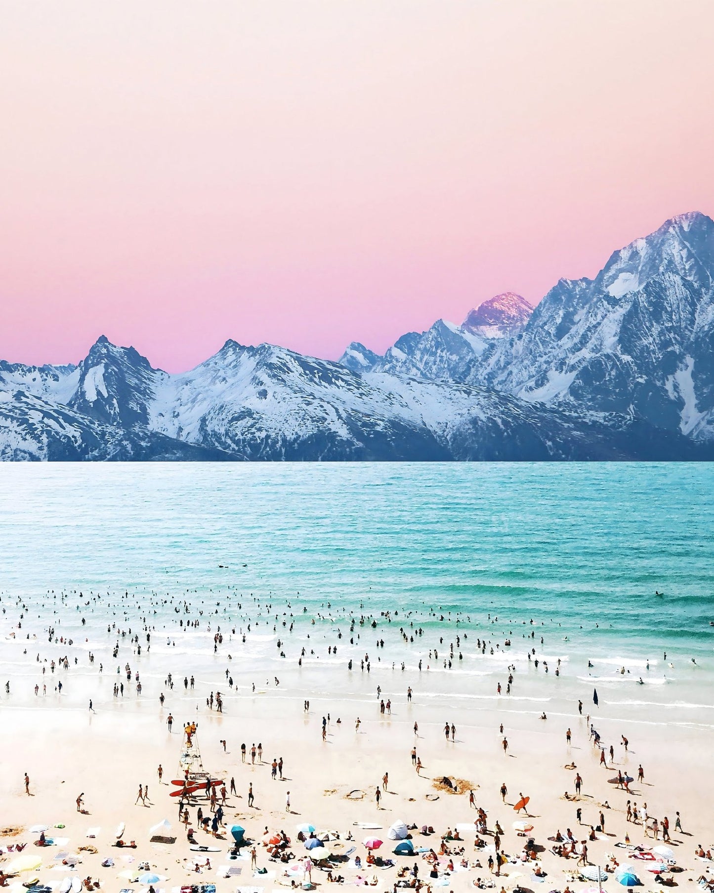 Pastel Beach Mountains