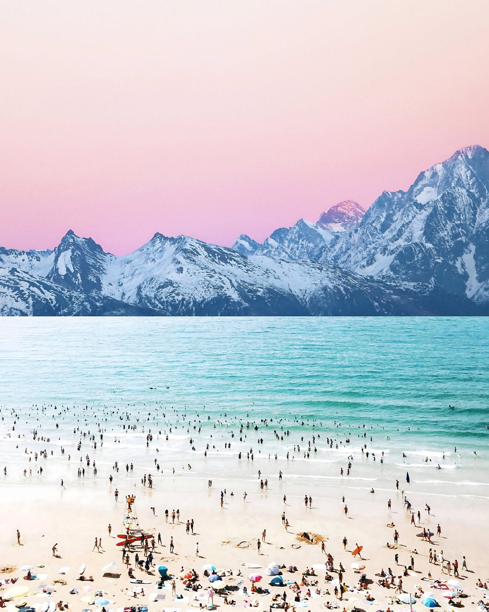 Pastel Beach Mountains
