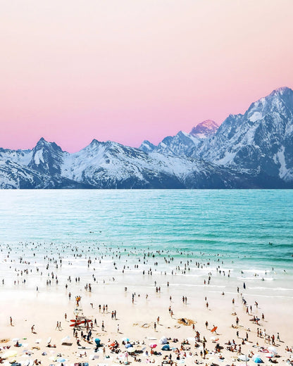 Pastel Beach Mountains