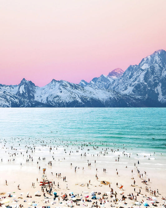 Pastel Beach Mountains