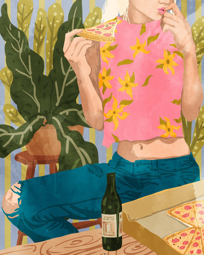 Pizza And Wine Moment