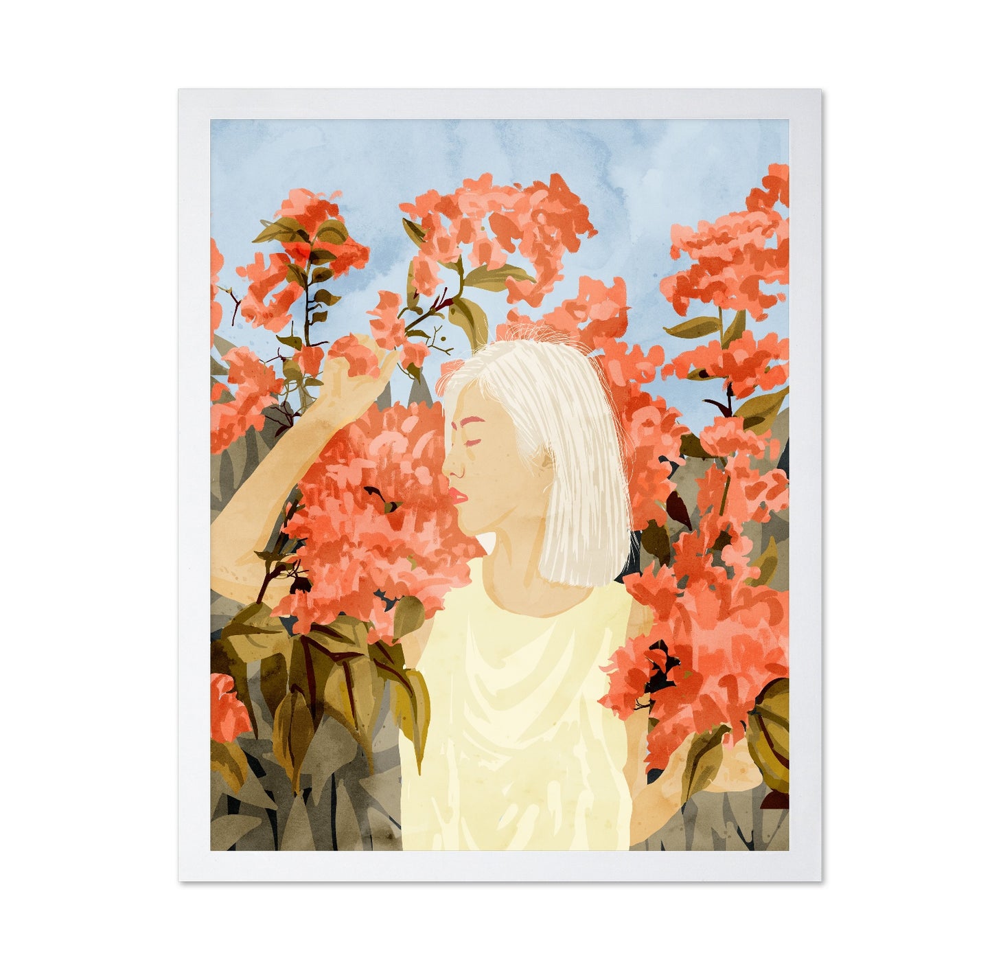 Woman In Blossom Garden