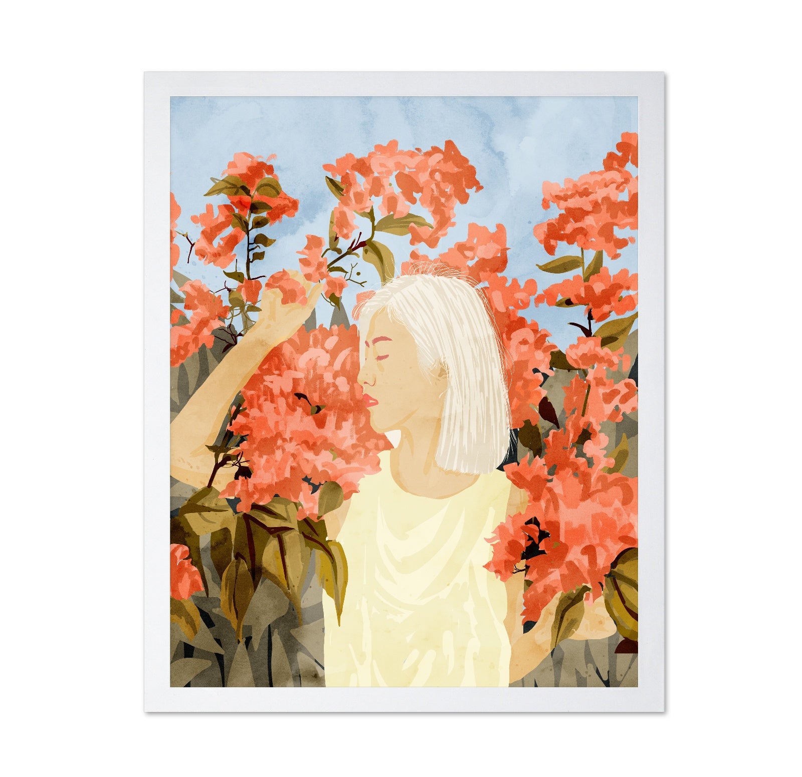 Woman In Blossom Garden