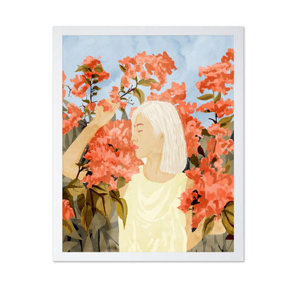 Woman In Blossom Garden