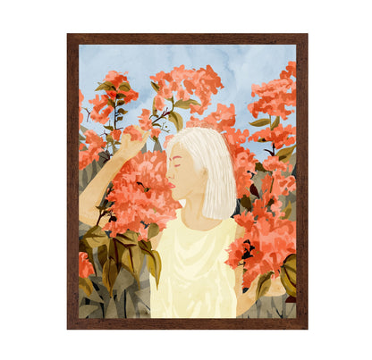 Woman In Blossom Garden