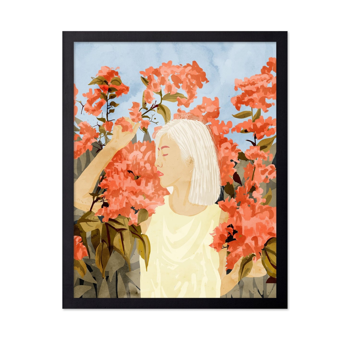 Woman In Blossom Garden