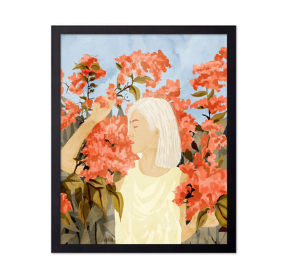 Woman In Blossom Garden