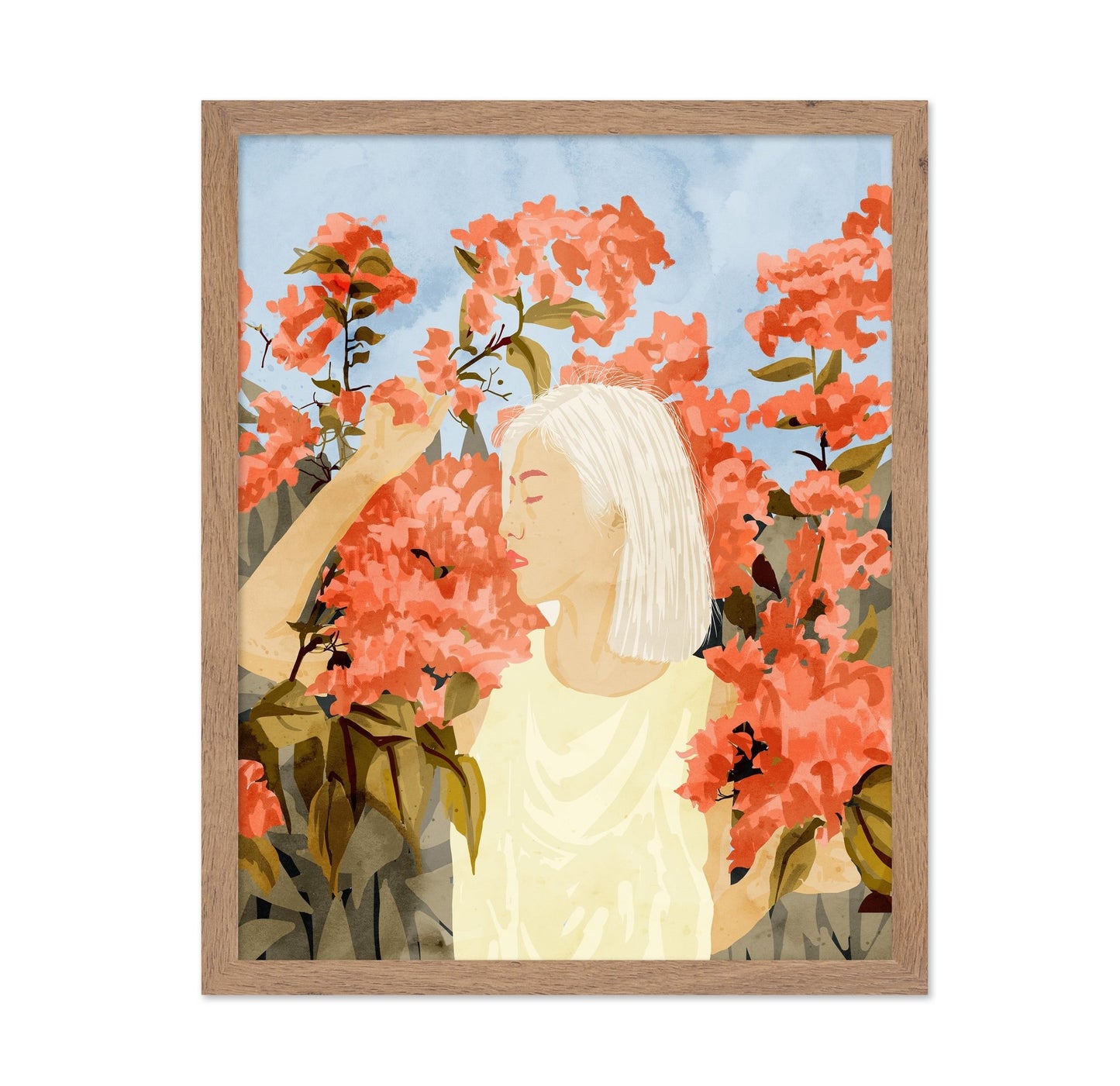 Woman In Blossom Garden