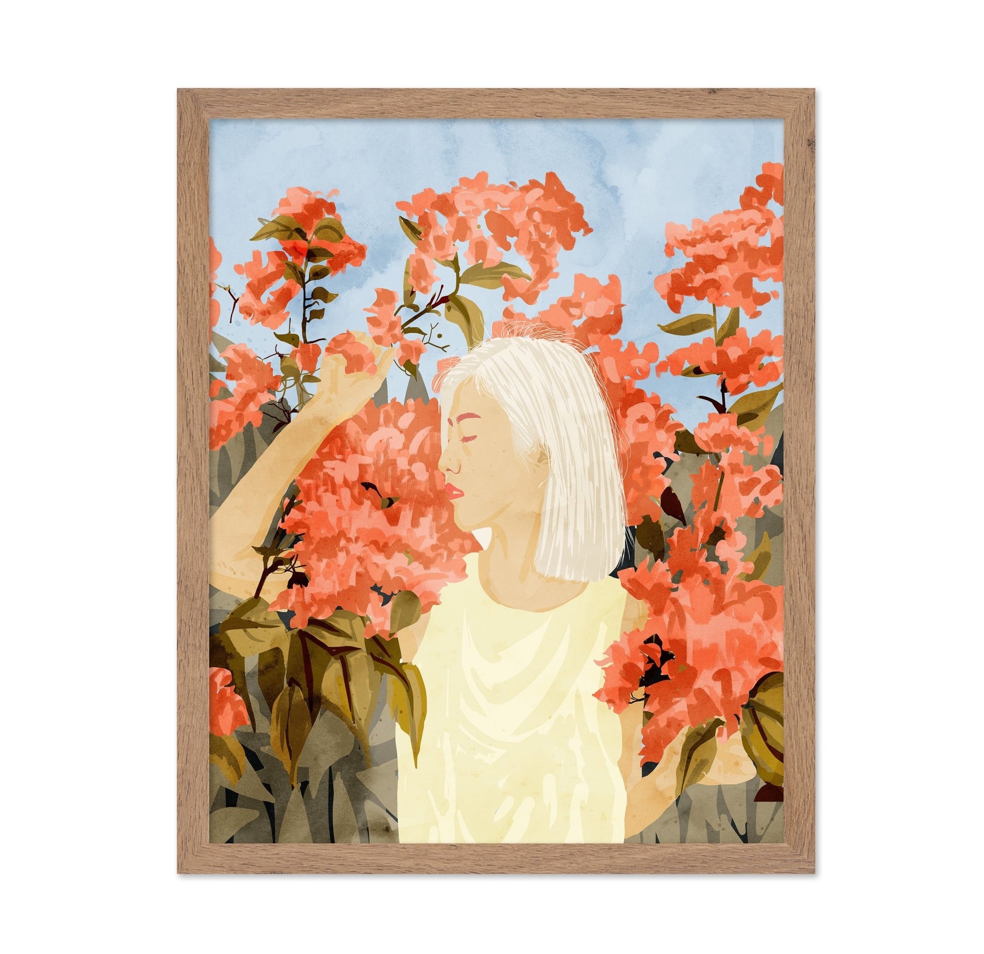 Woman In Blossom Garden