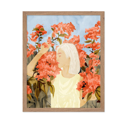 Woman In Blossom Garden
