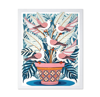 Birds In Floral Pot