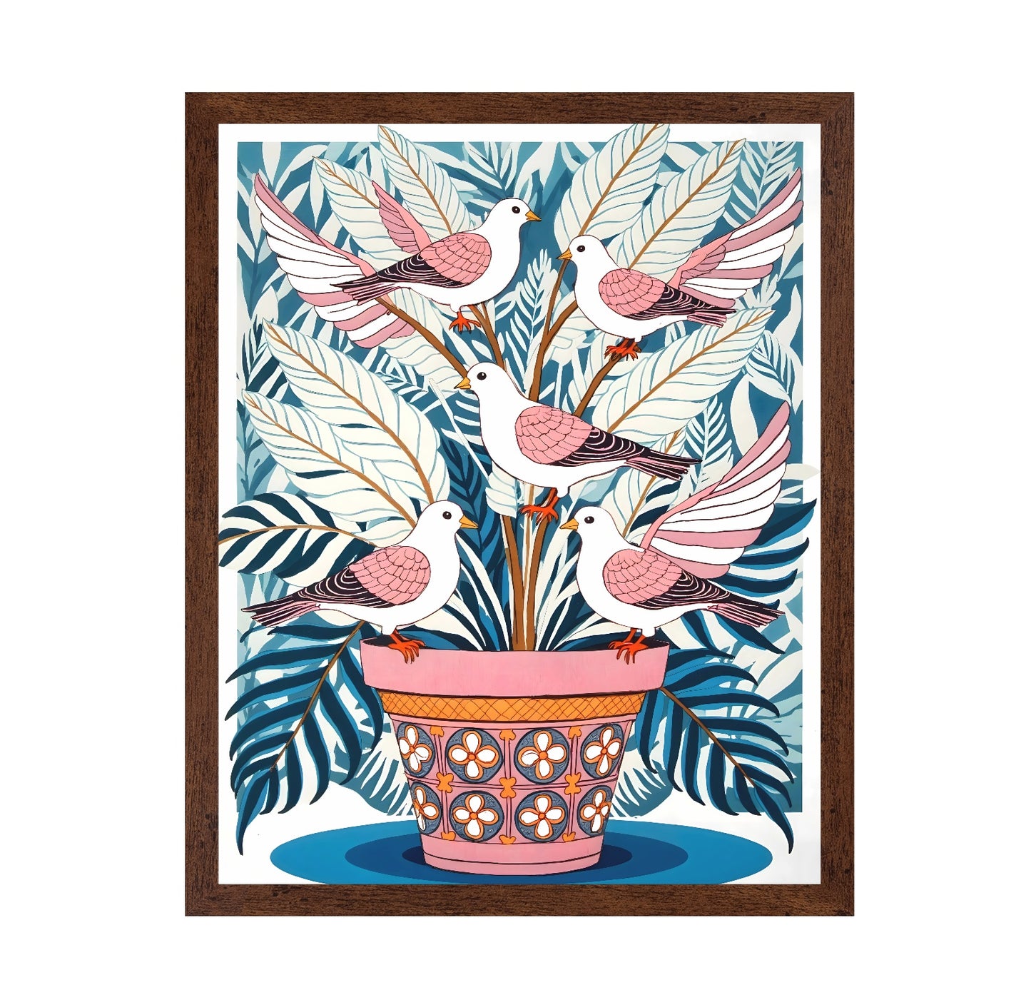 Birds In Floral Pot