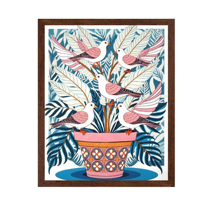 Birds In Floral Pot