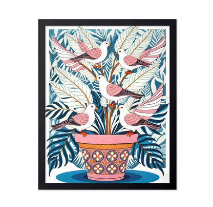 Birds In Floral Pot