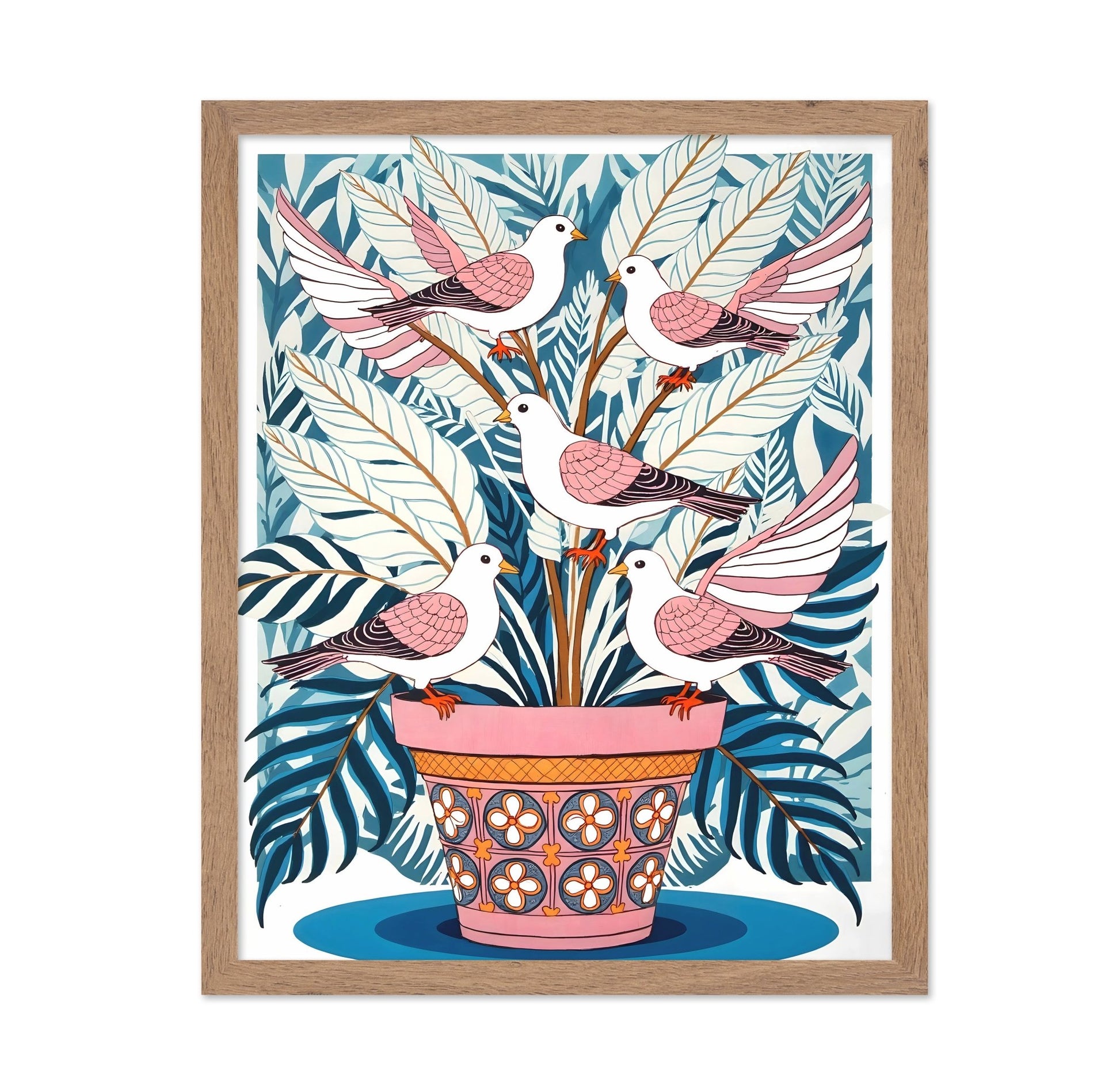 Birds In Floral Pot