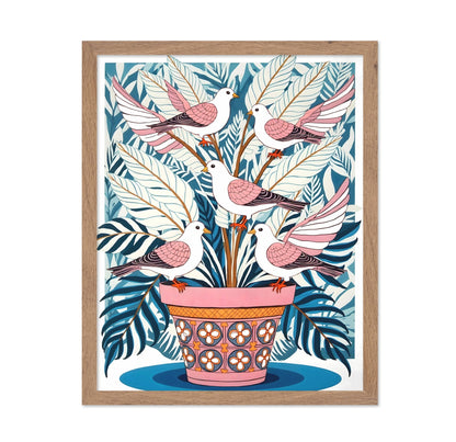 Birds In Floral Pot