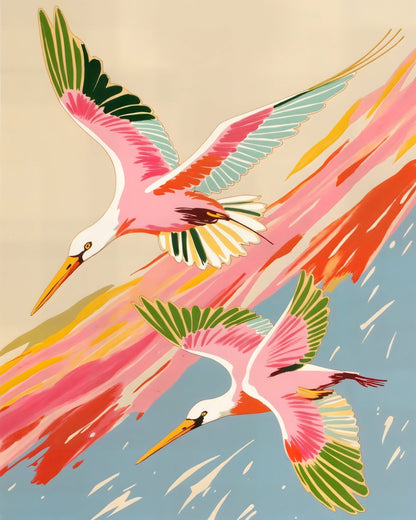 Pink Crane Flight