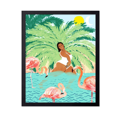 Tropical Flamingo Scene