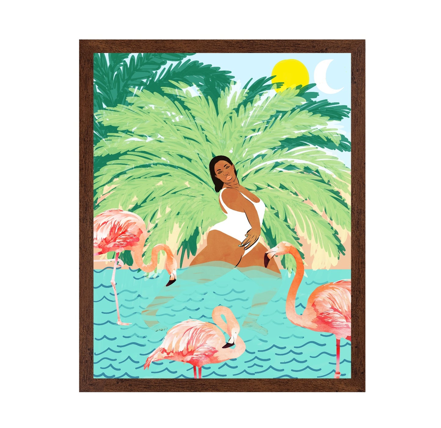 Tropical Flamingo Scene