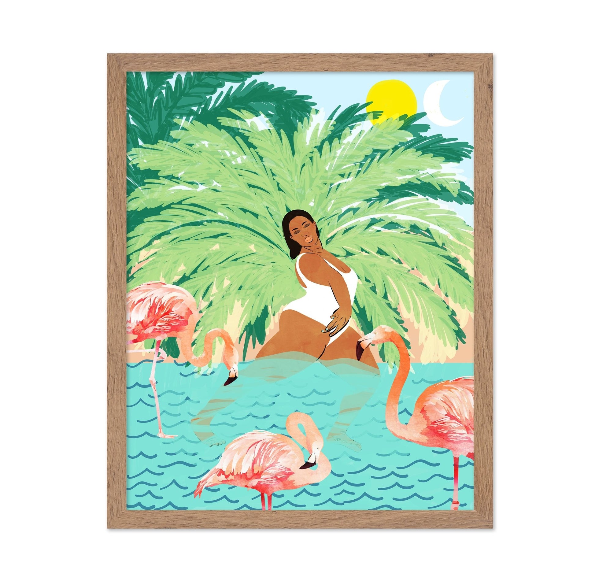 Tropical Flamingo Scene