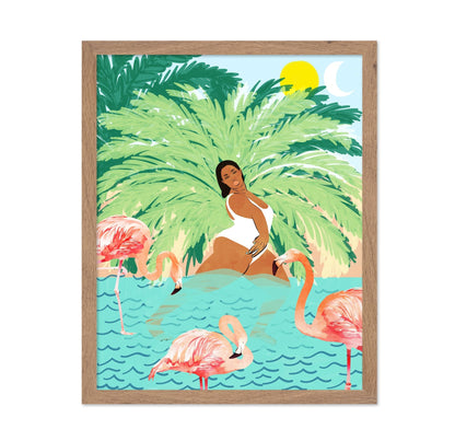 Tropical Flamingo Scene