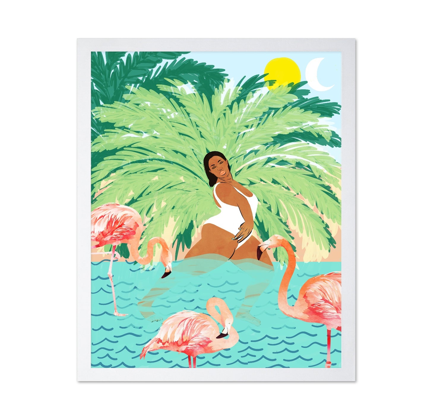Tropical Flamingo Scene
