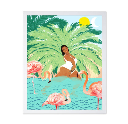 Tropical Flamingo Scene