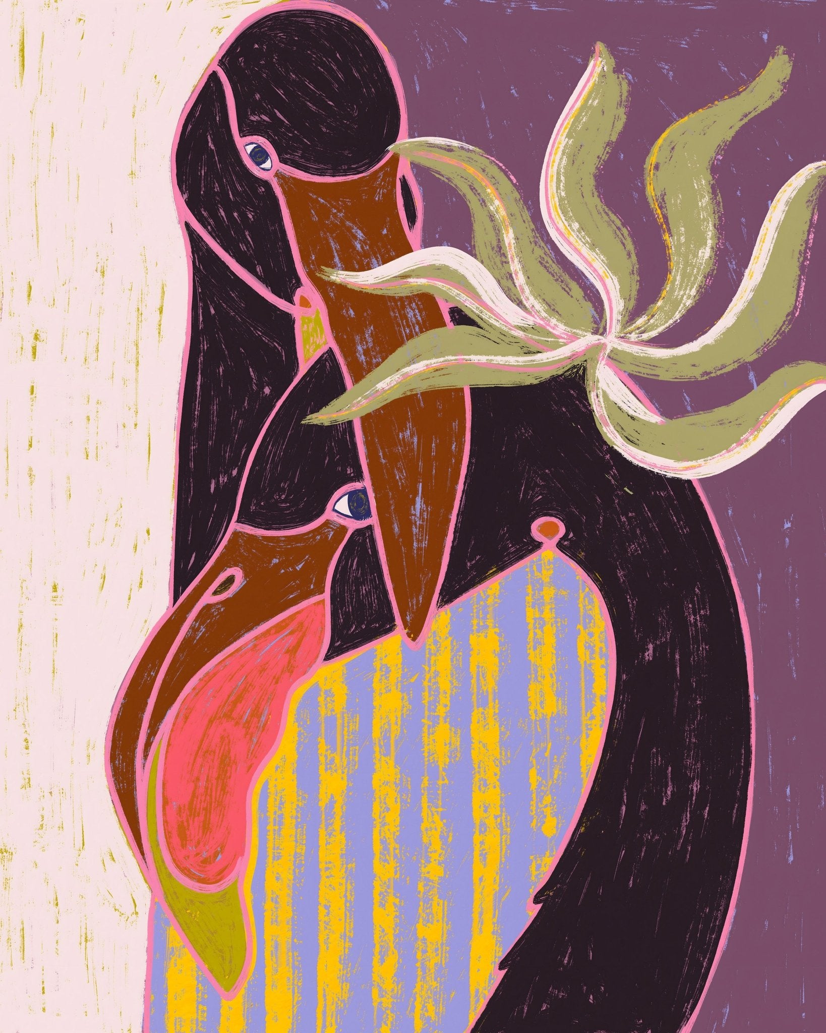 Abstract Flamingo Duo