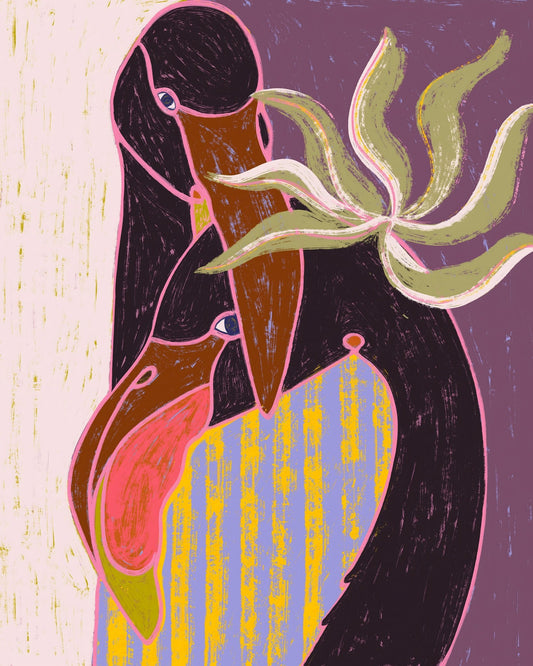 Abstract Flamingo Duo