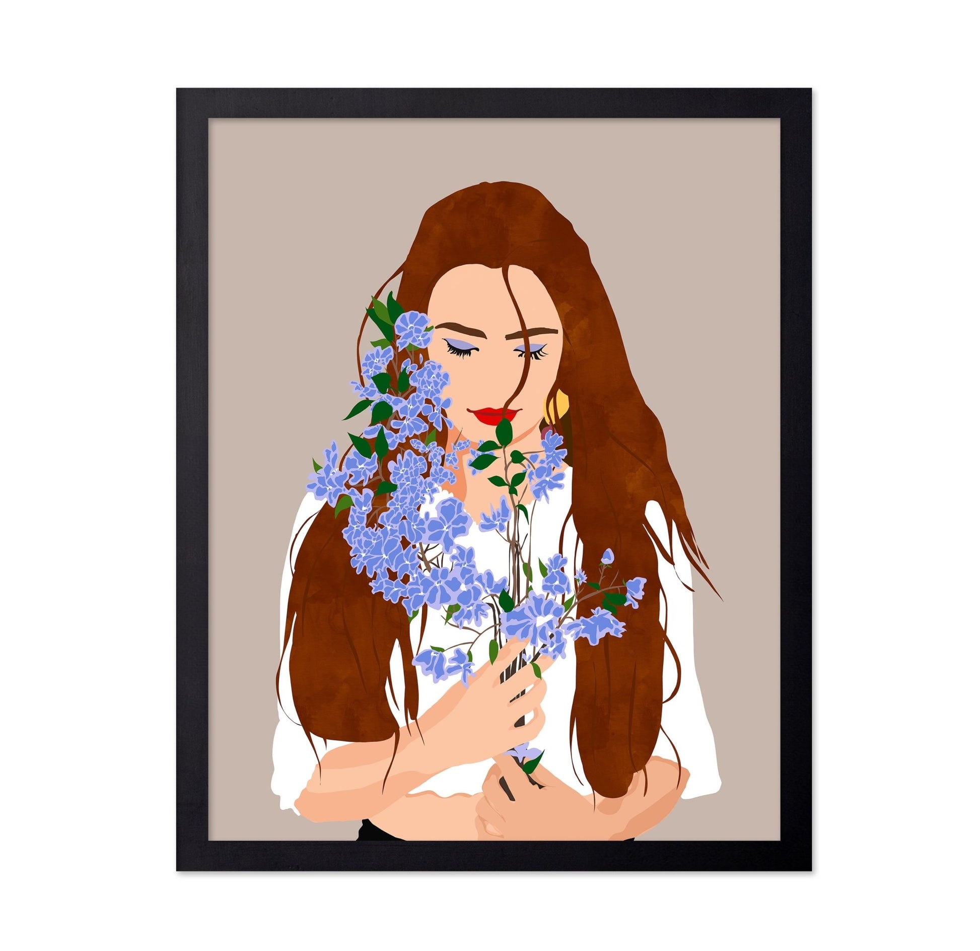 Woman With Blue Flowers
