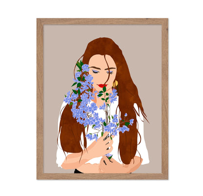 Woman With Blue Flowers