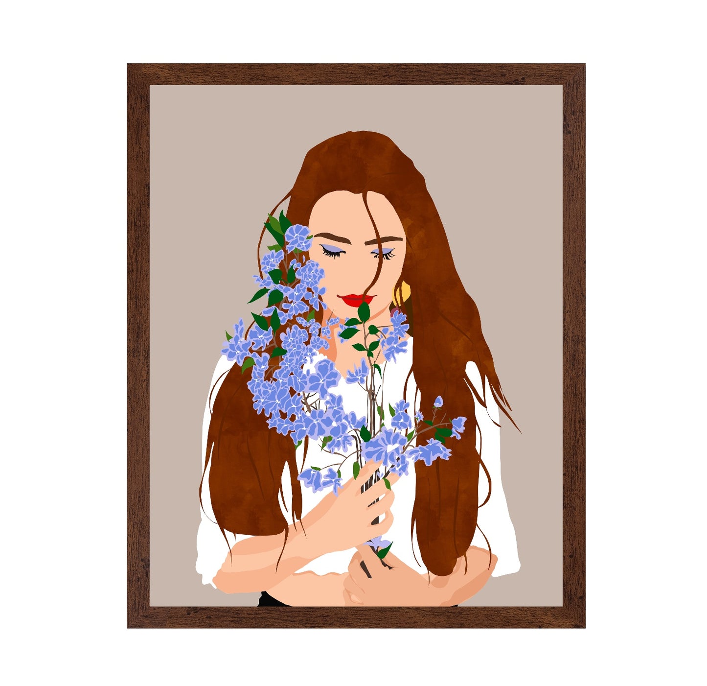 Woman With Blue Flowers