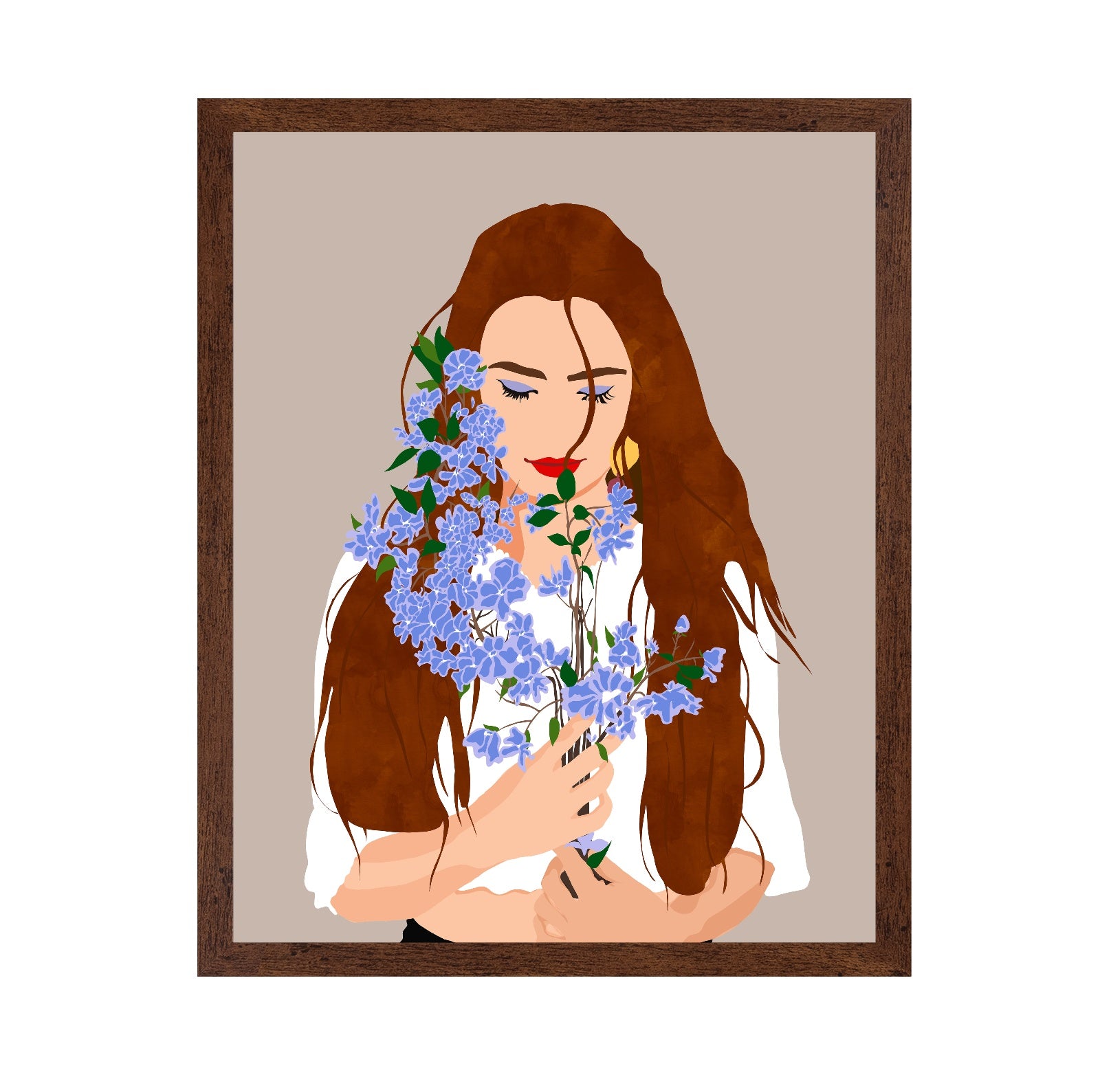 Woman With Blue Flowers