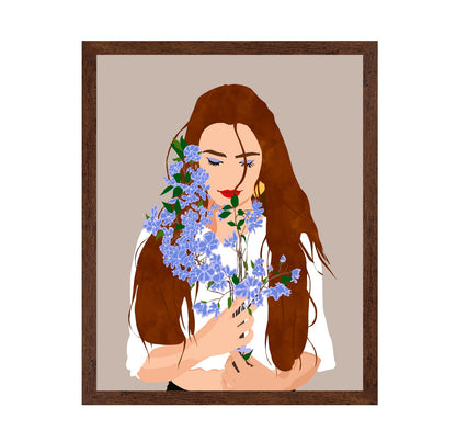 Woman With Blue Flowers