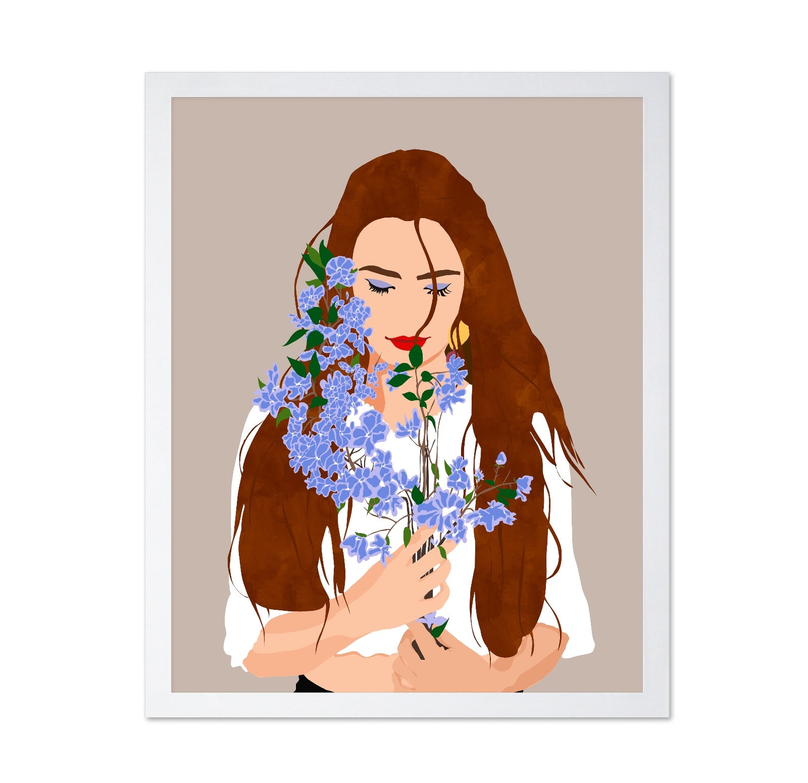 Woman With Blue Flowers