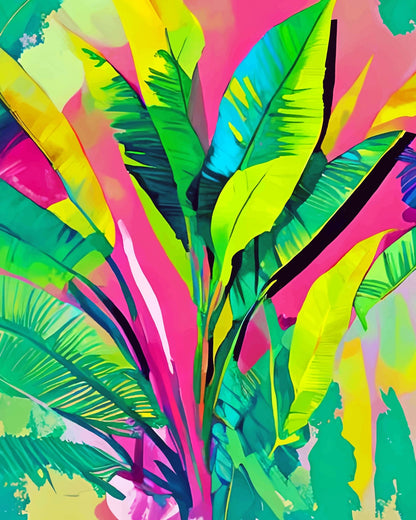 Neon Tropical Leaves