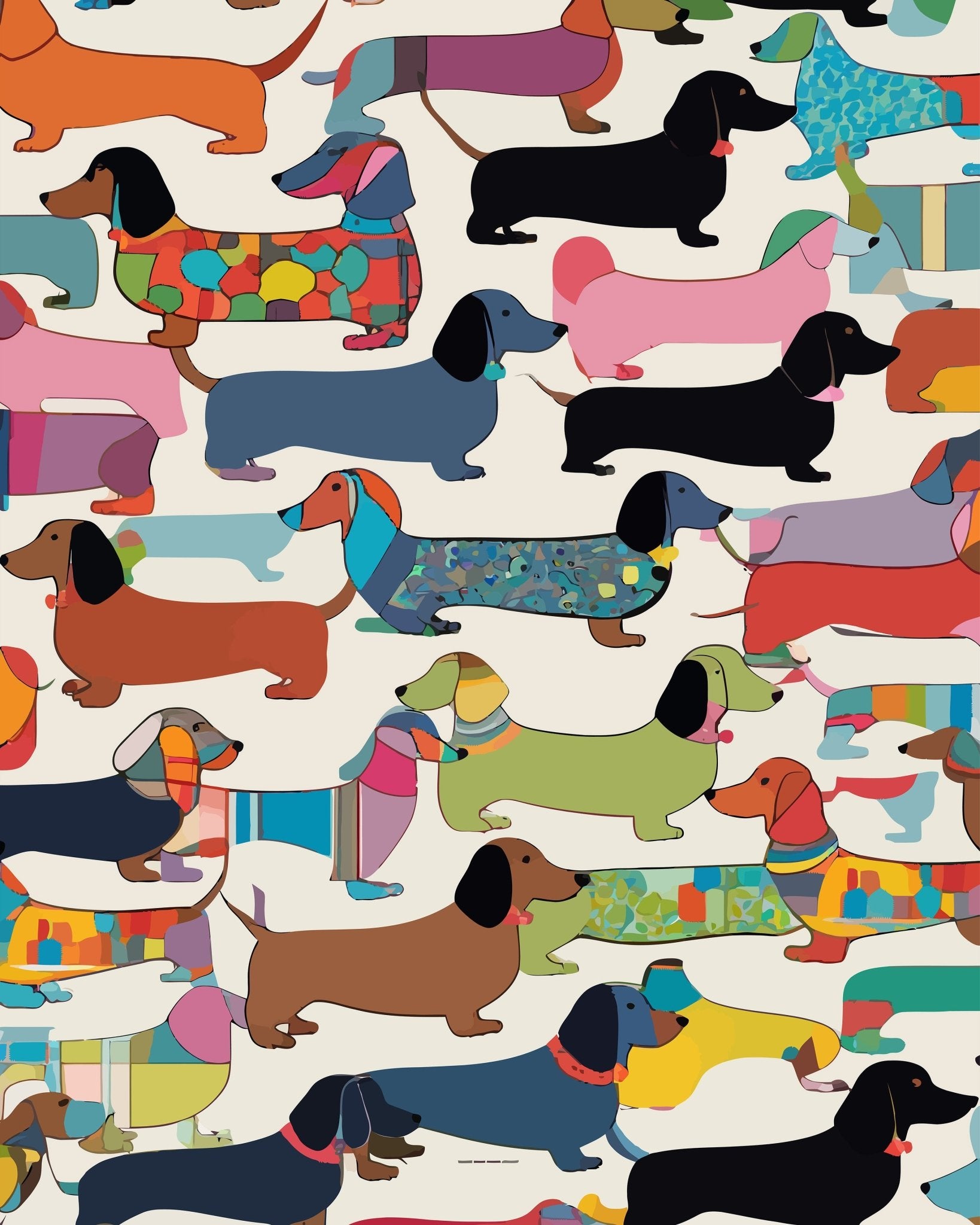 Colorful Dachshund Pattern