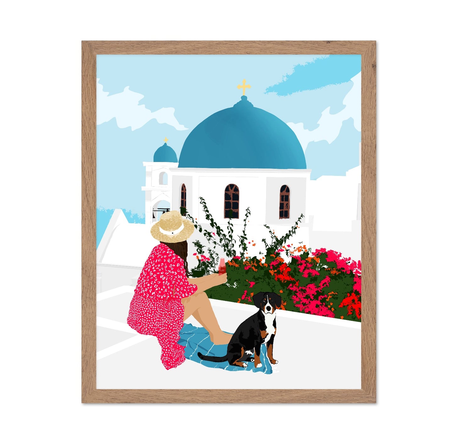 Santorini Girl and Dog