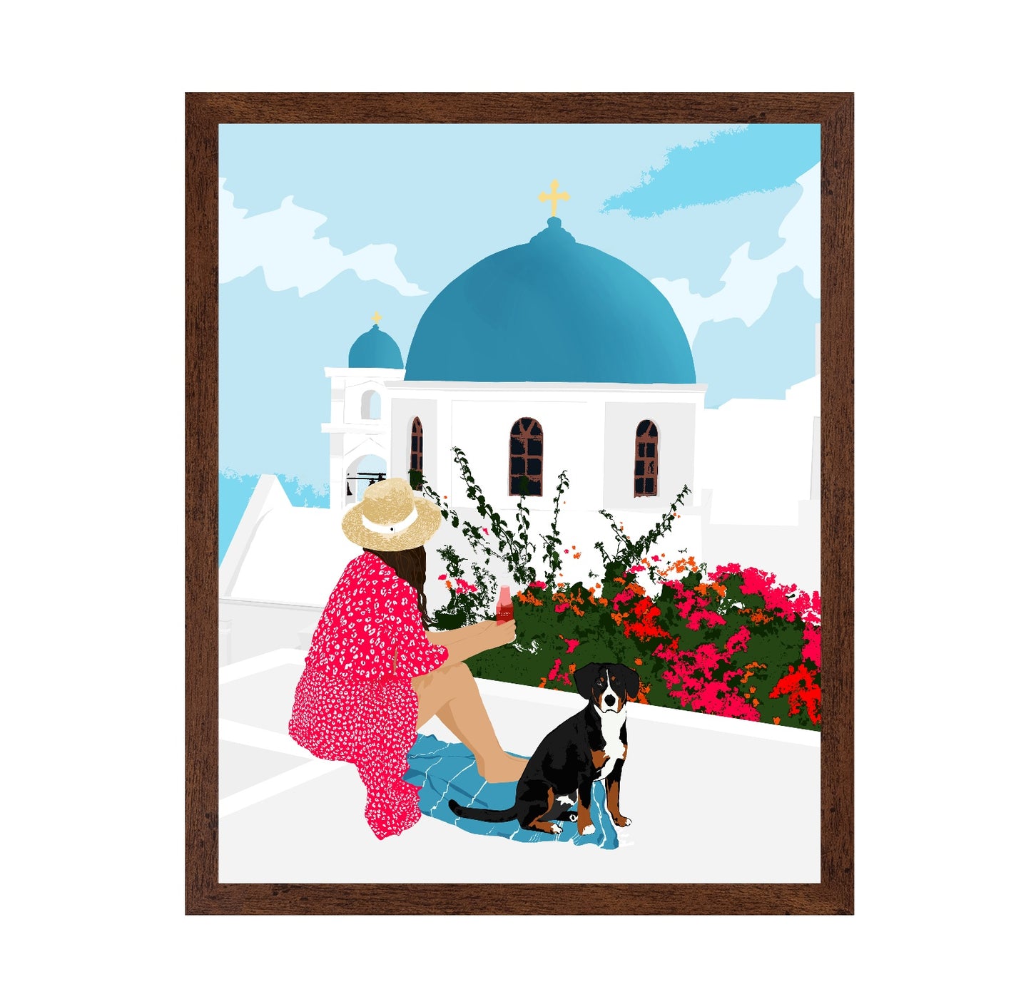Santorini Girl and Dog