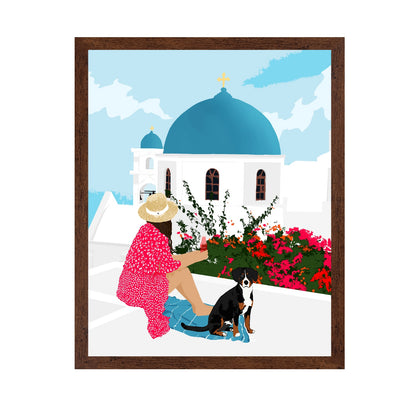 Santorini Girl and Dog