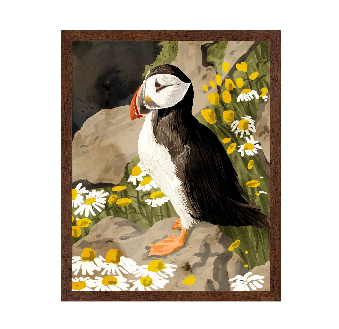 Puffin Among Daisies
