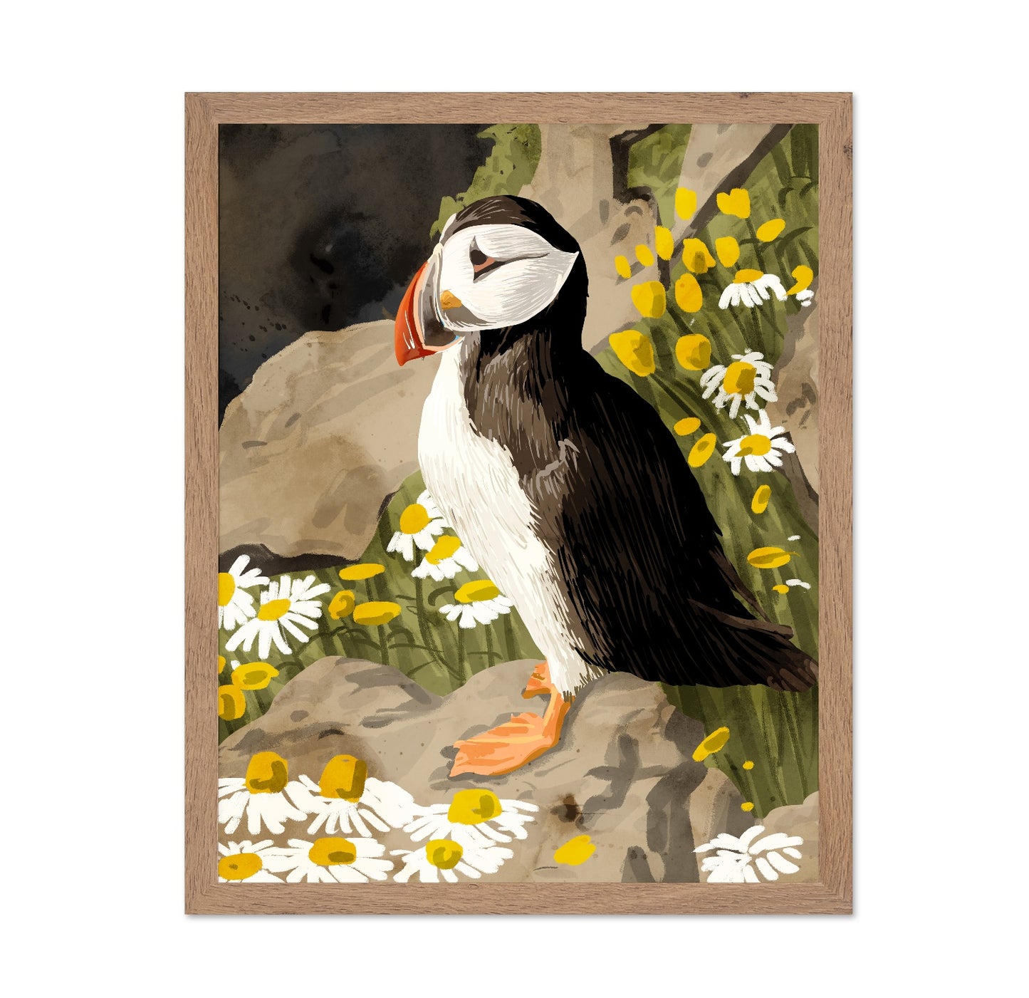 Puffin Among Daisies